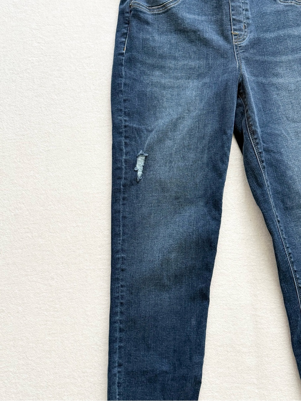 Spanx High Rise Pull On Distressed Ankle Skinny Jeans Raw Hem Size M - Picture 6 of 8